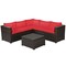 6 Pieces Patio Rattan Furniture Set Sectional Cushioned Sofa Deck